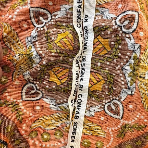 Vintage 1970s 86" Round Tablecloth Patriotic Americana Print Ships Eagles Autumn - Picture 9 of 9